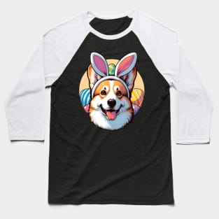 Cardigan Welsh Corgi with Bunny Ears Enjoys Easter Joy Baseball T-Shirt